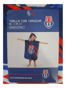 Toalla con Capucha >U.de Chile  60 x 60 cm 100% Microfibra
