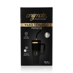 Vaso Térmico Premium Anymate con Bombilla – Edición Black Animal Print (1.2L)
